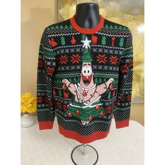 Sponge Bob Nickelodeon Patrick Christmas Theme AOP Ugly Sweater Size Small - Picture 2 of 14